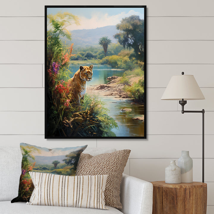 Coastal Tiger Impressionist Retreat - Tiger Living Room Wall Art