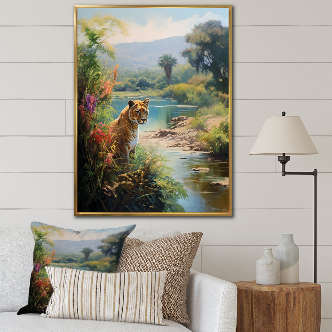 Coastal Tiger Impressionist Retreat - Tiger Living Room Wall Art