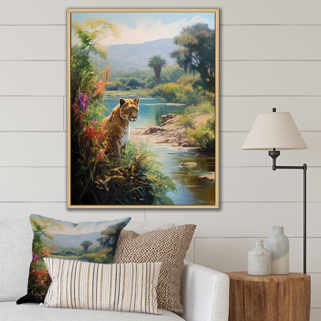 Coastal Tiger Impressionist Retreat - Tiger Living Room Wall Art