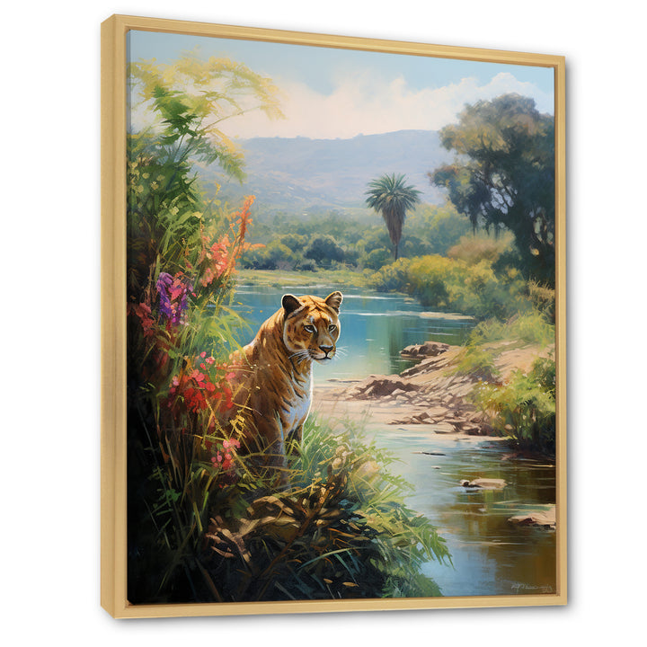 Coastal Tiger Impressionist Retreat - Tiger Living Room Wall Art
