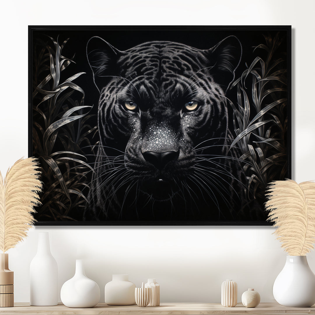 Black White Panther Nocturnal Majesty Scratchboard - Panther Wall Art Prints