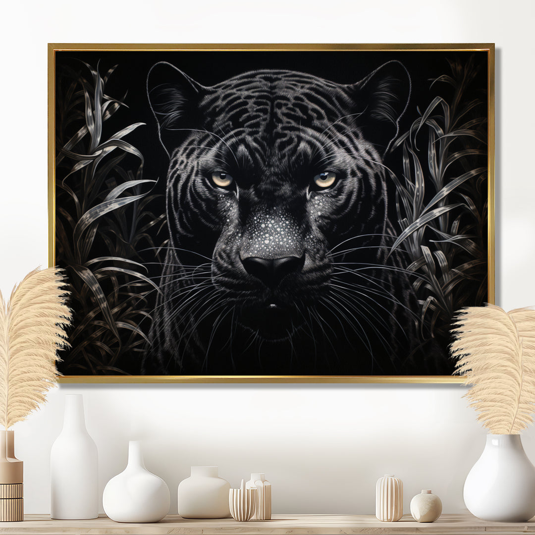 Black White Panther Nocturnal Majesty Scratchboard - Panther Wall Art Prints