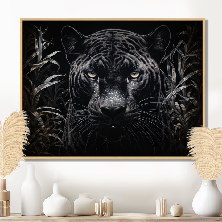 Black White Panther Nocturnal Majesty Scratchboard - Panther Wall Art Prints
