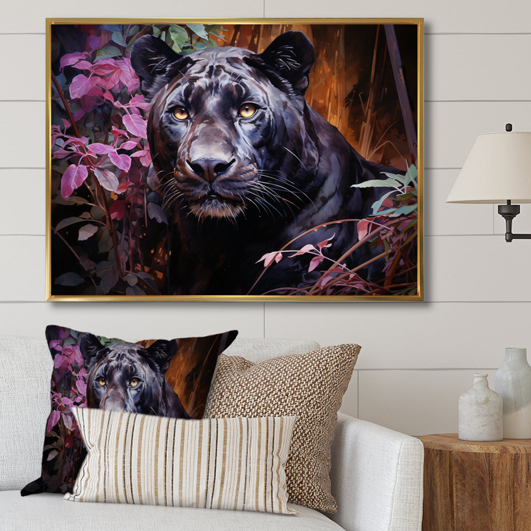 Purple Panther Romantic Twilight Watercolor - Panther Home Decor Art