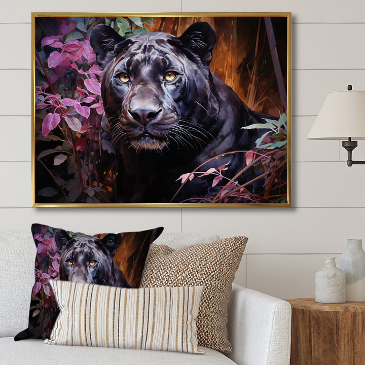 Purple Panther Romantic Twilight Watercolor - Panther Home Decor Art