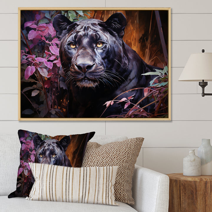 Purple Panther Romantic Twilight Watercolor - Panther Home Decor Art