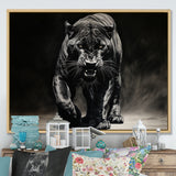 Black White Panther Shadows Grace Charcoal - Panther Living Room Wall Art