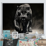 Black White Panther Shadows Grace Charcoal - Panther Living Room Wall Art
