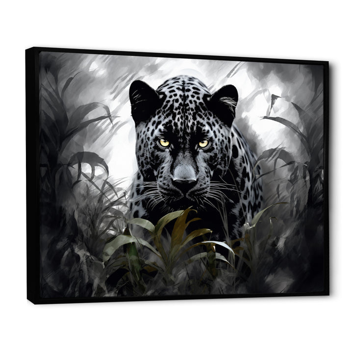 Grey White Panther Silent Majesty - Panther Bedroom Wall Art