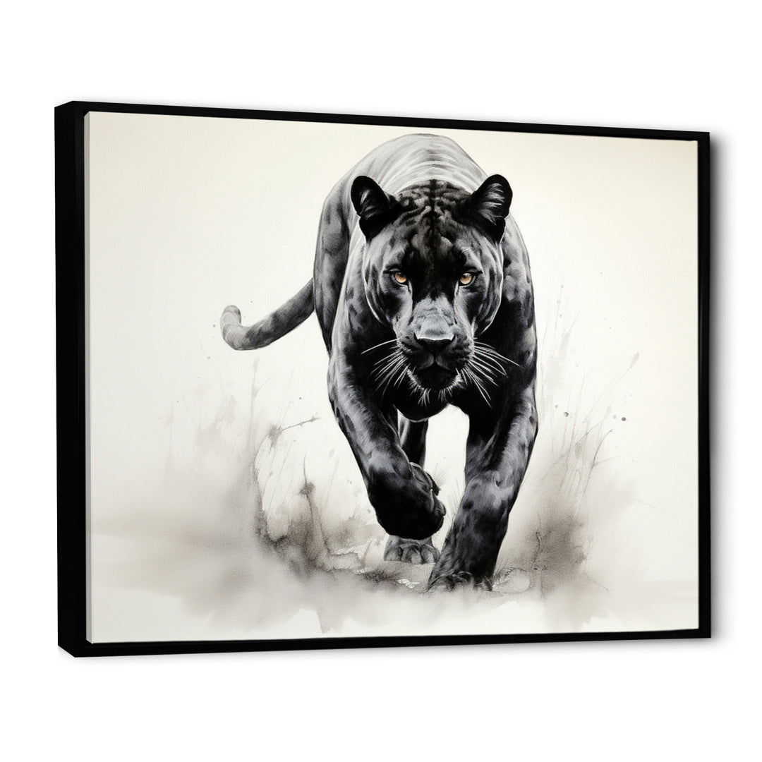 Grey White Panther Silent Stalker Ink - Panther Wall Decor