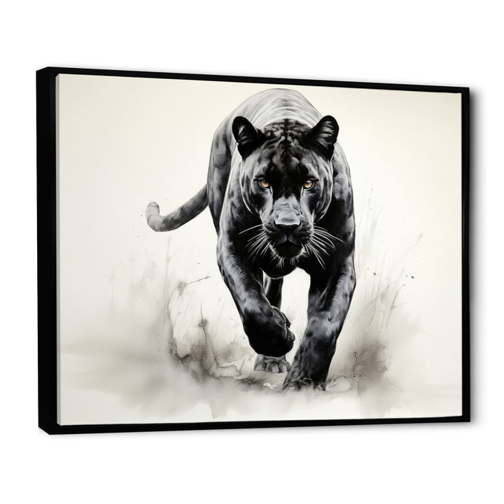 Grey White Panther Silent Stalker Ink - Panther Wall Decor