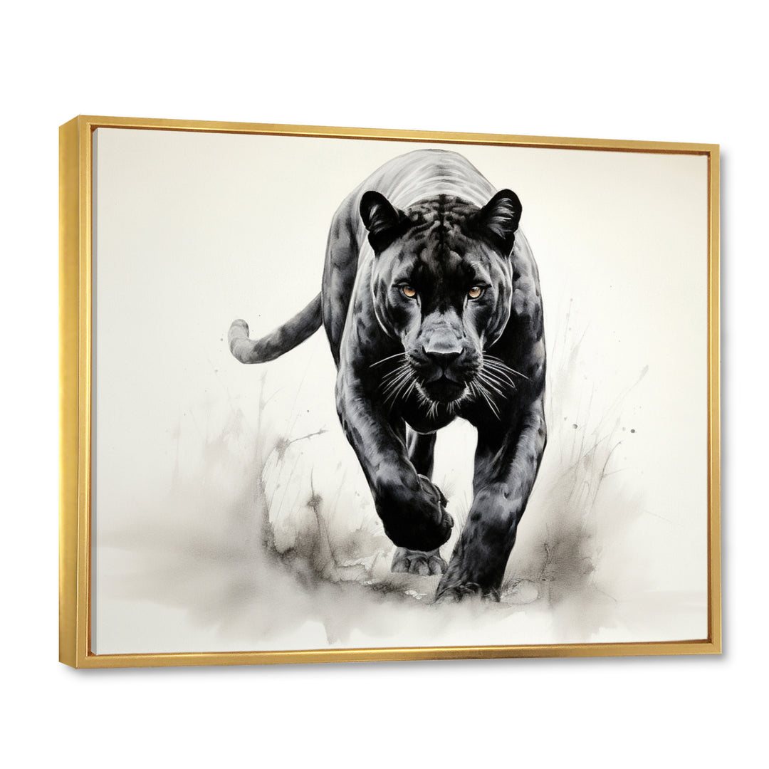 Grey White Panther Silent Stalker Ink - Panther Wall Decor