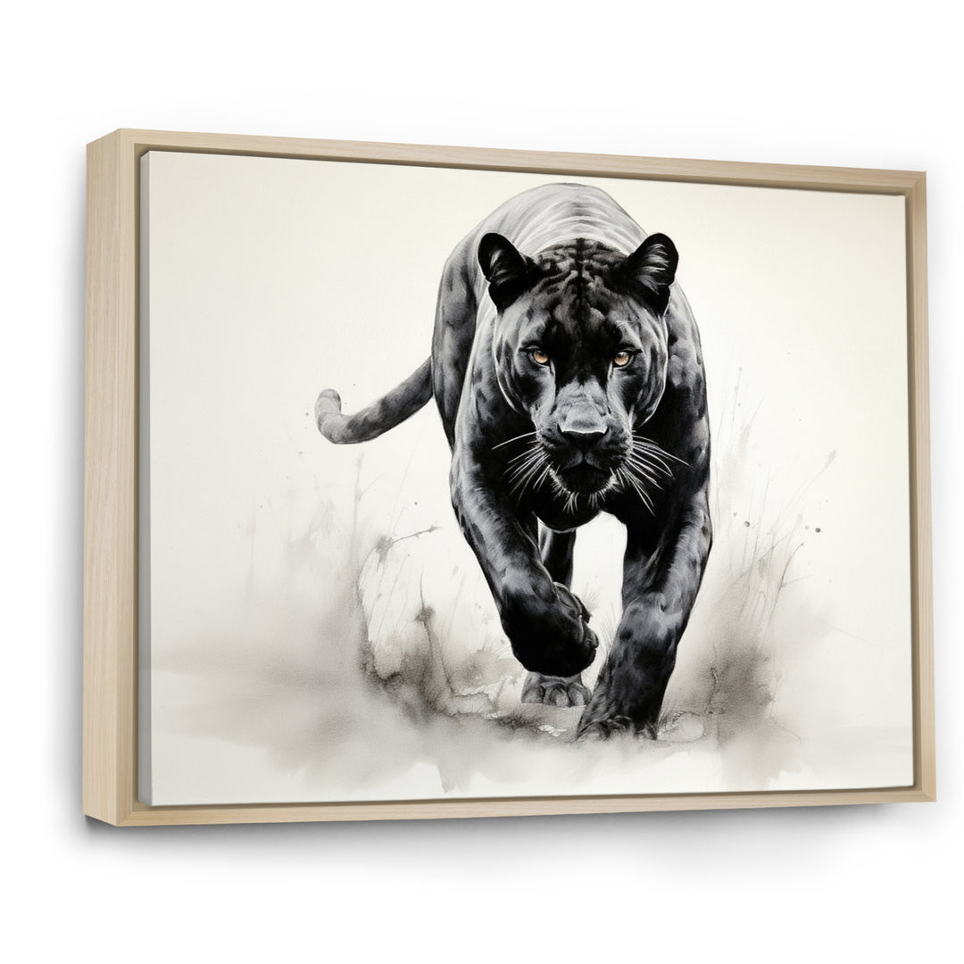 Grey White Panther Silent Stalker Ink - Panther Wall Decor