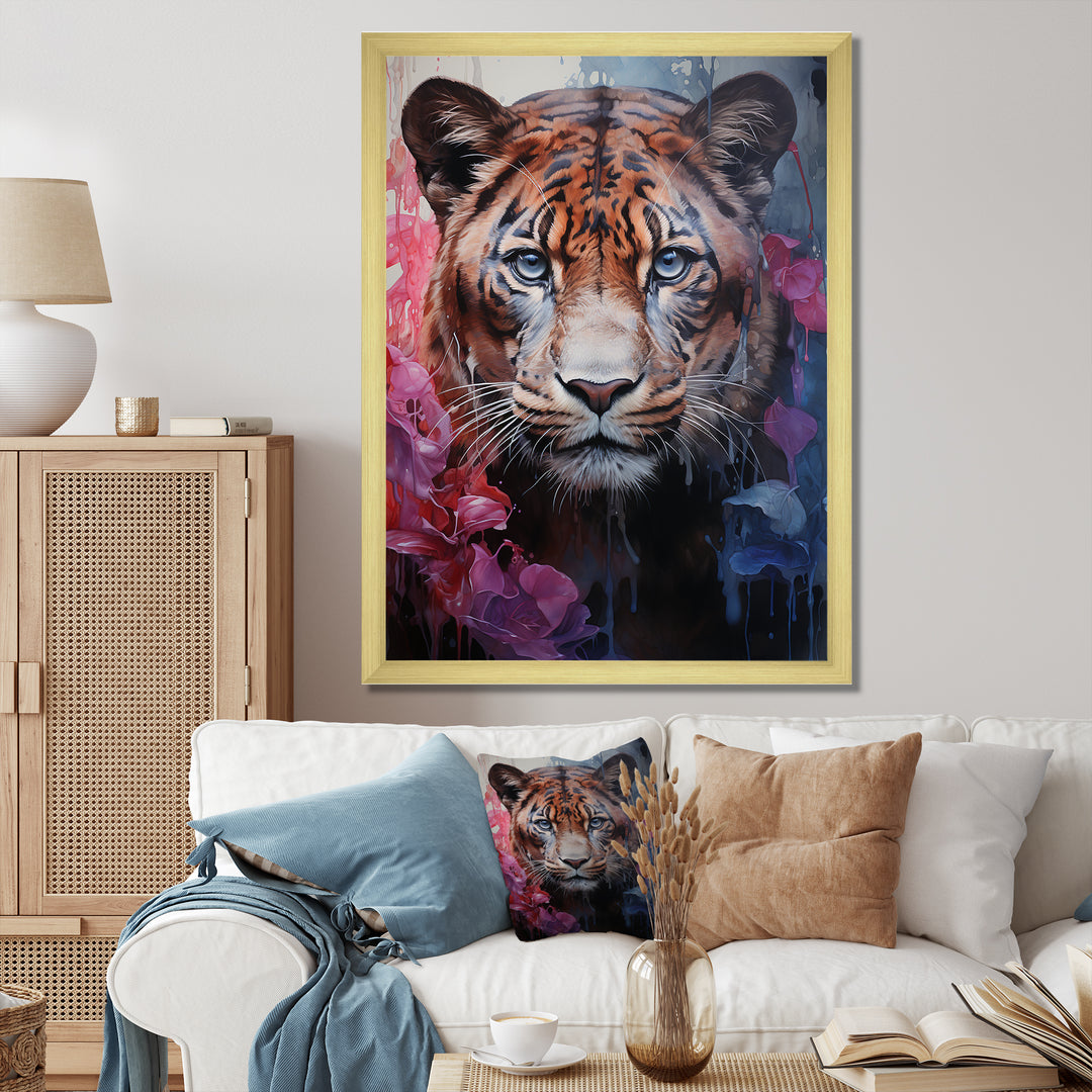 White Pink Panther Surreal Shadows Watercolor - White Panther Wall Art