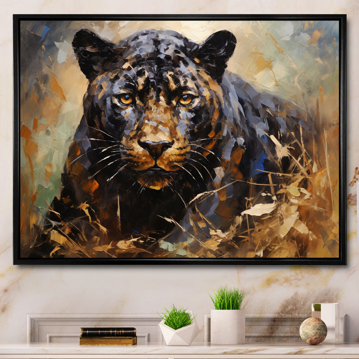 Gold Panther Presence Palette - Panther Large Canvas Wall Art