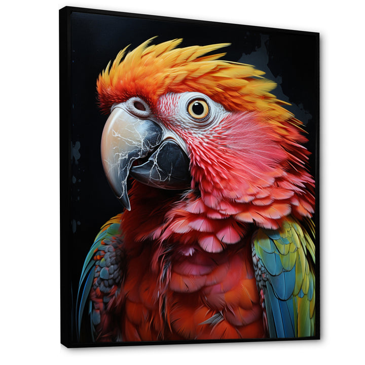 Yellow Red Parrot Colorful Parrot Pointillism - Parrot Wall Decor