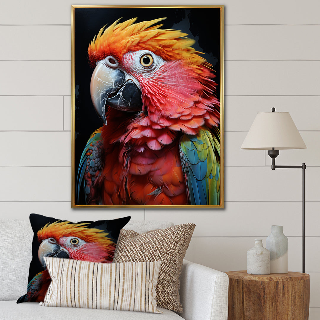 Yellow Red Parrot Colorful Parrot Pointillism - Parrot Wall Decor
