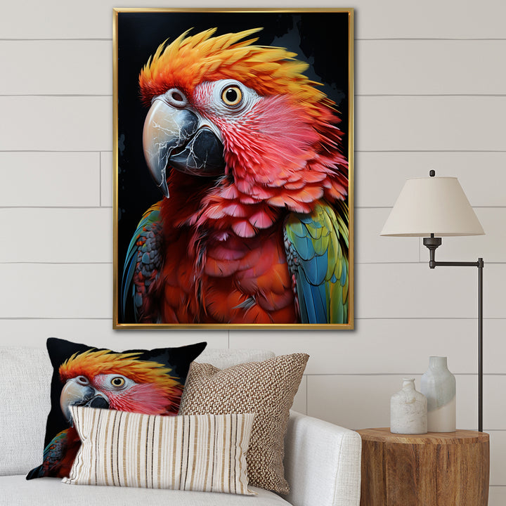Yellow Red Parrot Colorful Parrot Pointillism - Parrot Wall Decor