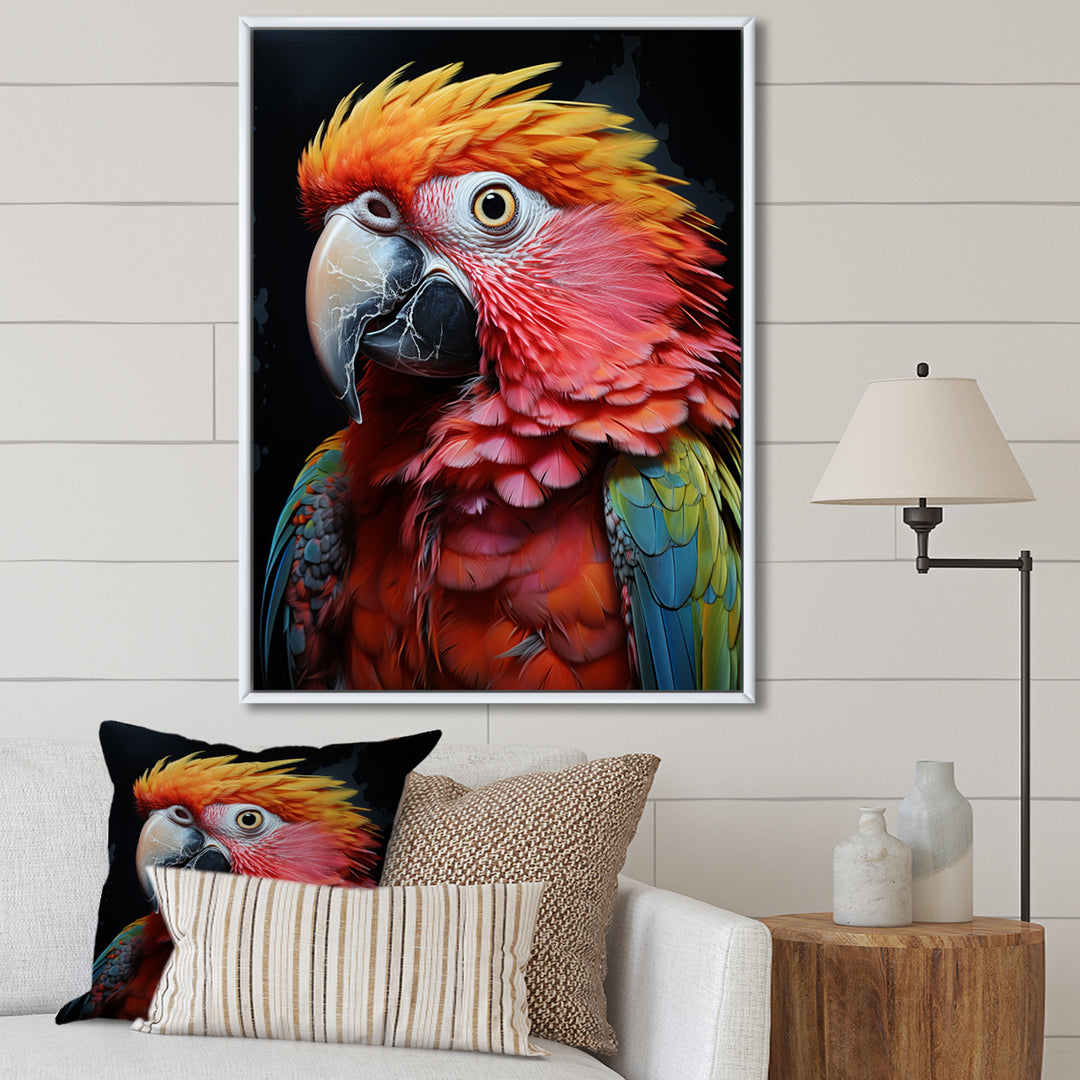 Yellow Red Parrot Colorful Parrot Pointillism - Parrot Wall Decor