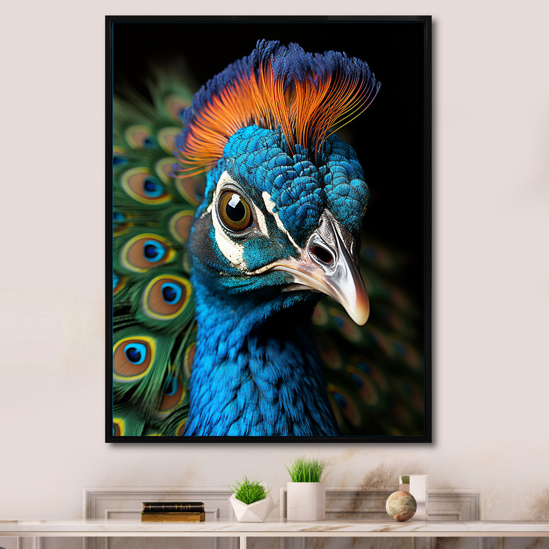 Peacock Animal Portrait - Peacock Canvas Wall Art