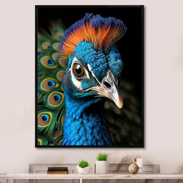 Peacock Animal Portrait - Peacock Canvas Wall Art