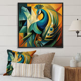 Green Blue Peacock Cubist - Peacock Wall Decor
