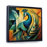 Green Blue Peacock Cubist - Peacock Wall Decor