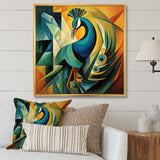 Green Blue Peacock Cubist - Peacock Wall Decor