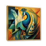 Green Blue Peacock Cubist - Peacock Wall Decor