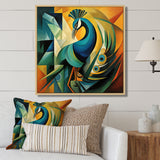 Green Blue Peacock Cubist - Peacock Wall Decor
