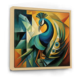 Green Blue Peacock Cubist - Peacock Wall Decor