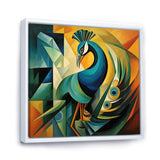 Green Blue Peacock Cubist - Peacock Wall Decor