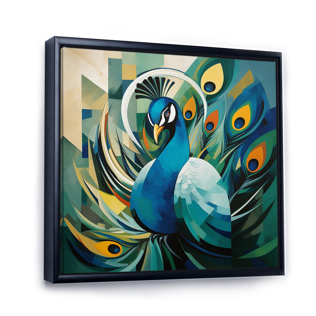 Green Blue Peacock Cubist Peacock Cubism - Peacock Wall Art Prints