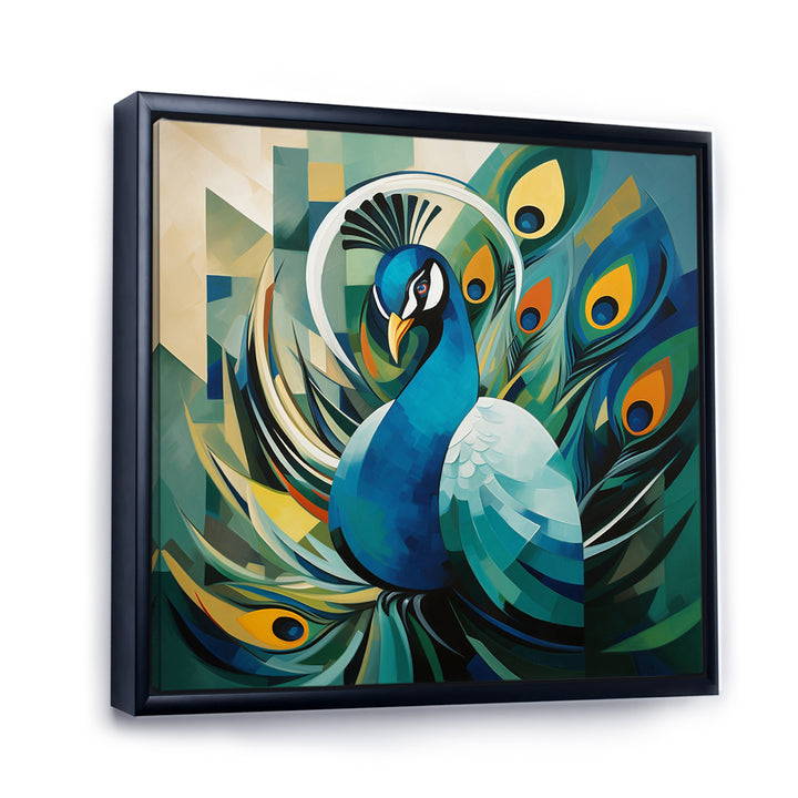 Green Blue Peacock Cubist Peacock Cubism - Peacock Wall Art Prints