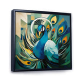 Green Blue Peacock Cubist Peacock Cubism - Peacock Wall Art Prints