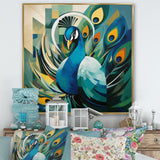 Green Blue Peacock Cubist Peacock Cubism - Peacock Wall Art Prints