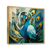 Green Blue Peacock Cubist Peacock Cubism - Peacock Wall Art Prints