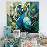 Green Blue Peacock Cubist Peacock Cubism - Peacock Wall Art Prints