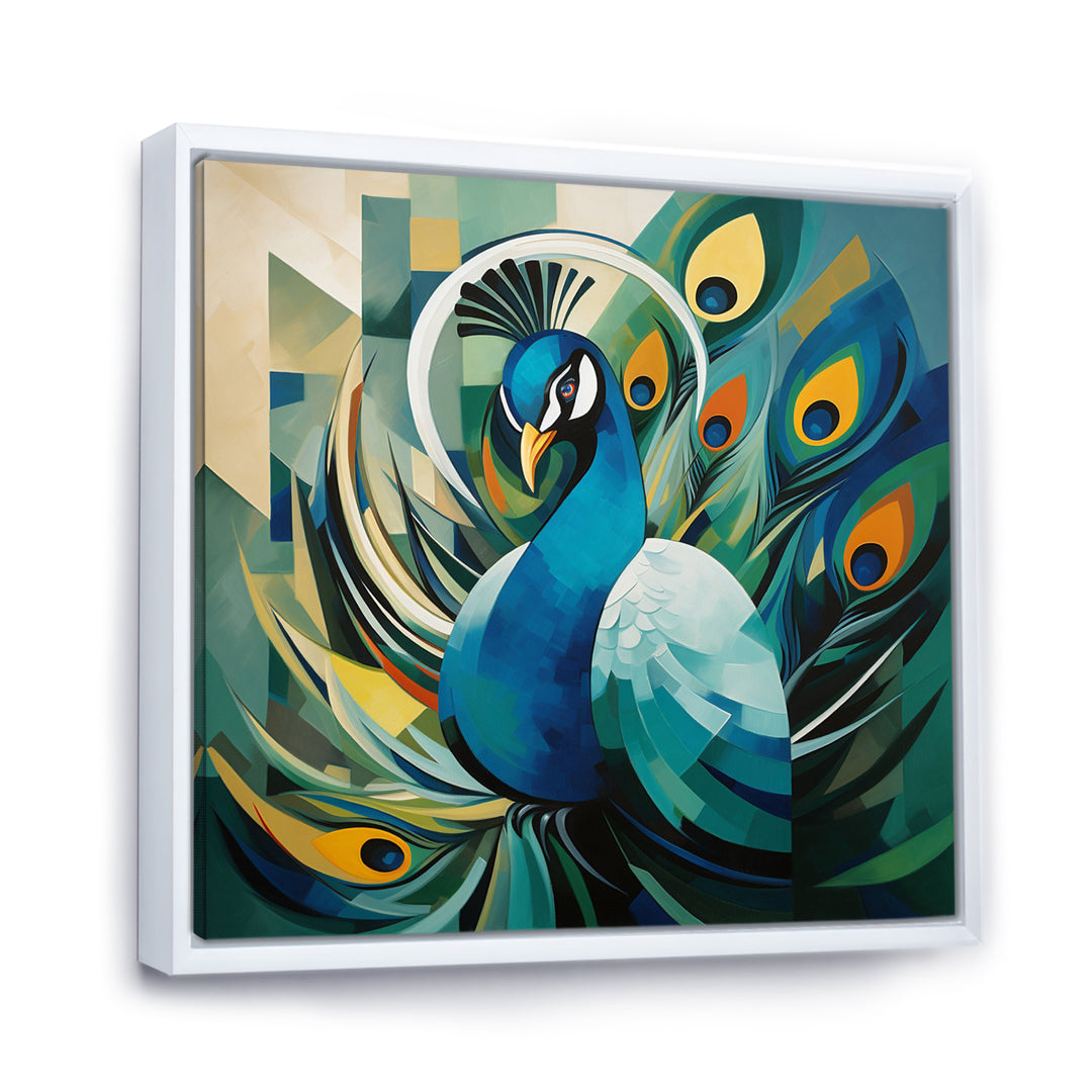 Green Blue Peacock Cubist Peacock Cubism - Peacock Wall Art Prints