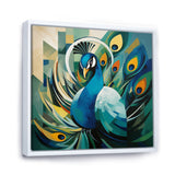Green Blue Peacock Cubist Peacock Cubism - Peacock Wall Art Prints