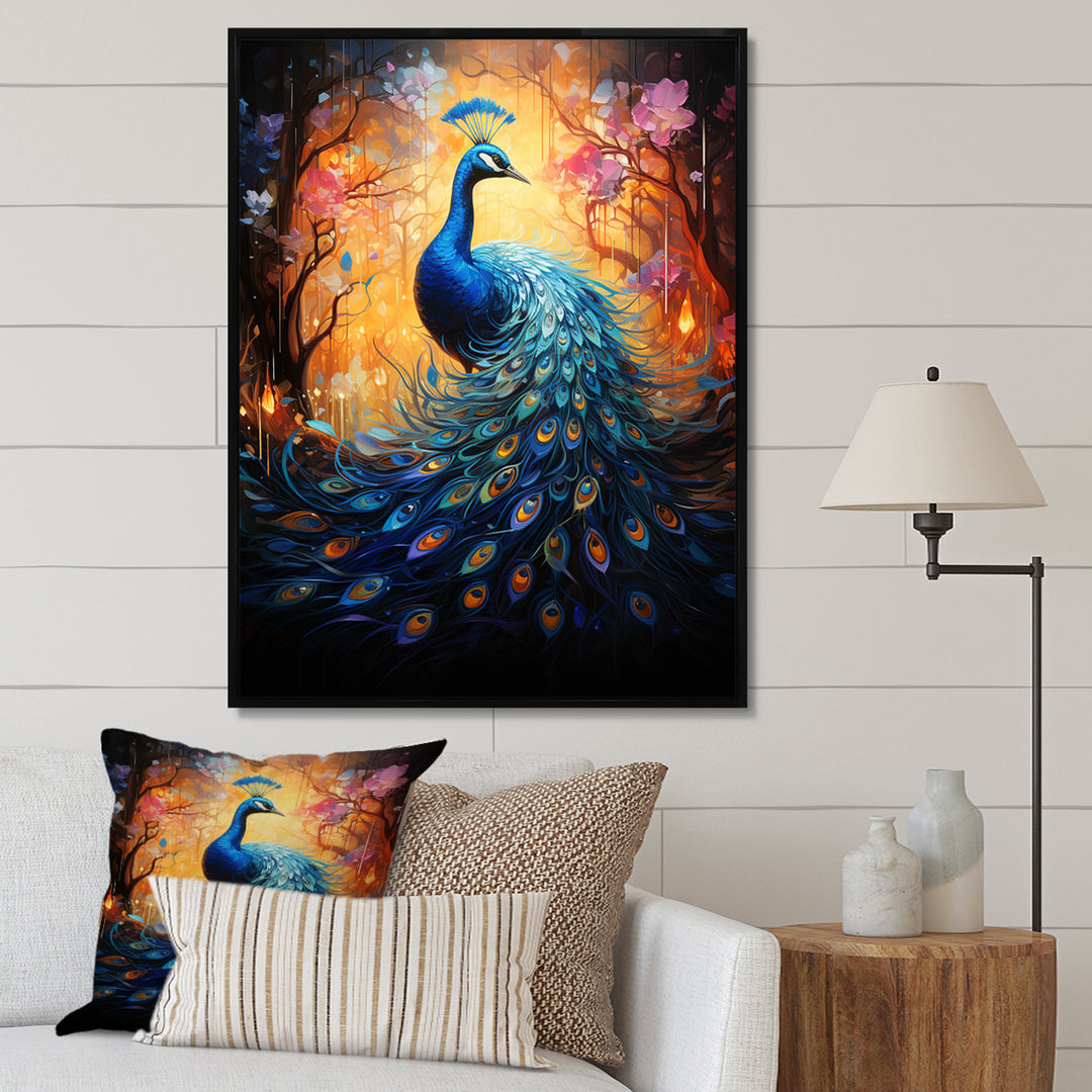 Blue Peacock Luminous - Peacock Home Decor Art