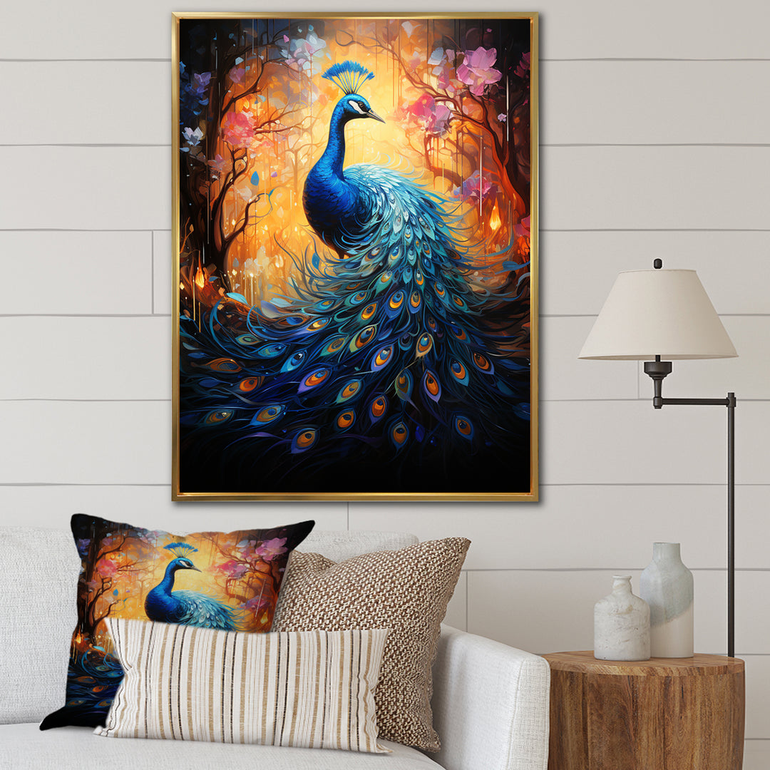 Blue Peacock Luminous - Peacock Home Decor Art