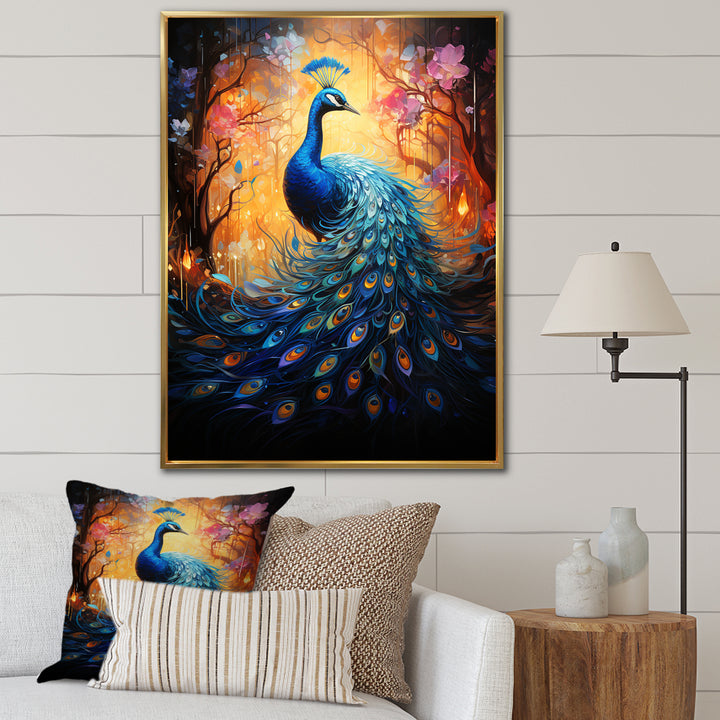 Blue Peacock Luminous - Peacock Home Decor Art