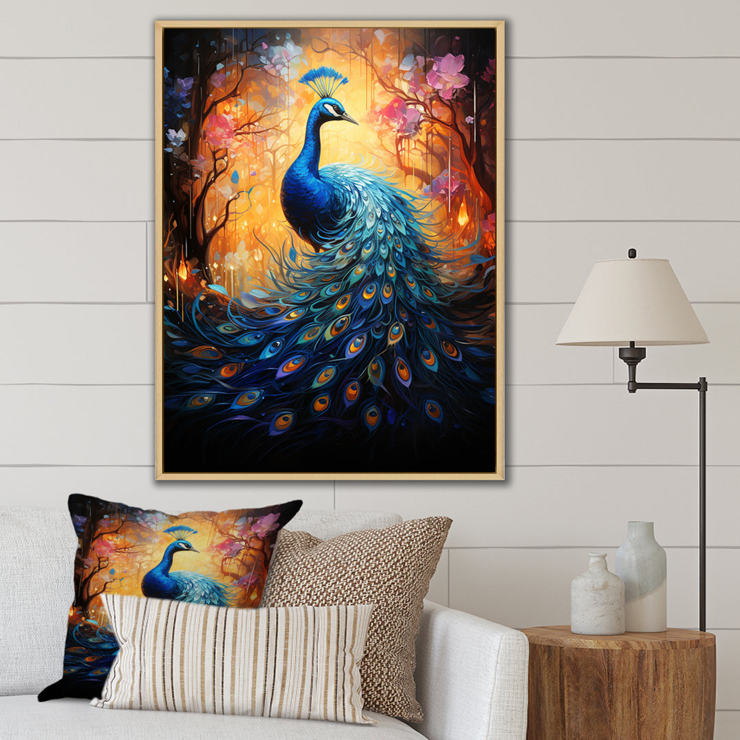 Blue Peacock Luminous - Peacock Home Decor Art