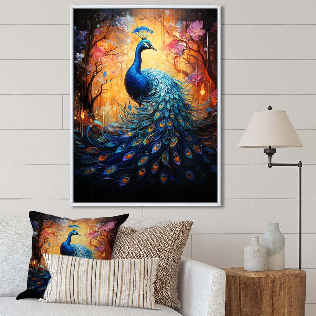 Blue Peacock Luminous - Peacock Home Decor Art