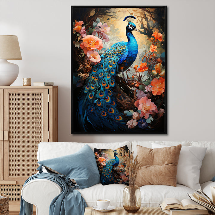 Peacock Luminous - Peacock Living Room Wall Art