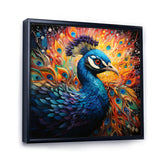Teal Peacock Pointillist Peacock Pointillism - Peacock Canvas Wall Art