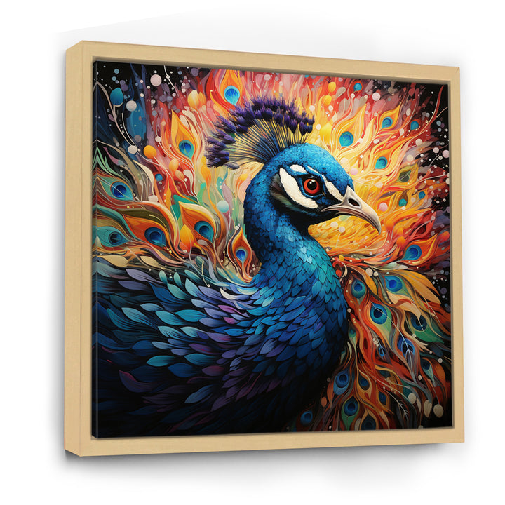 Teal Peacock Pointillist Peacock Pointillism - Peacock Canvas Wall Art