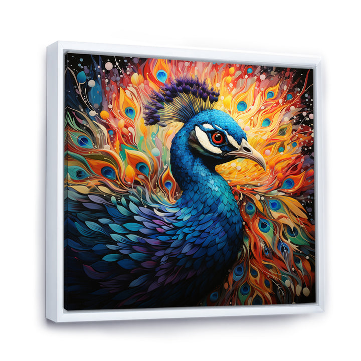 Teal Peacock Pointillist Peacock Pointillism - Peacock Canvas Wall Art