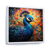 Teal Peacock Pointillist Peacock Pointillism - Peacock Canvas Wall Art